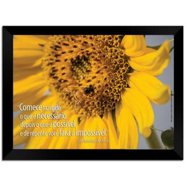 Imagem de Quadro Decorativo Frases Girassol Com Moldura E Vidro