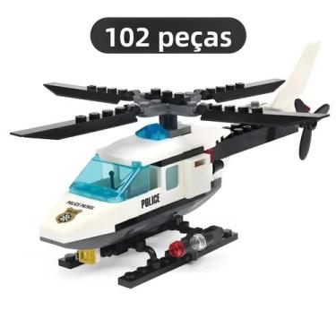 Imagem de 102 Peças Blocos De Montar Helicóptero Policial Série Cidade DIY Brinq
