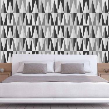 Imagem de Papel De Parede Pirâmide Preto Cinza Geométrico Autocolante