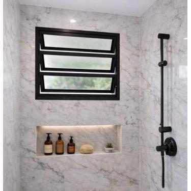 Imagem de Vitro Basculante de Alumínio Preto 60x60 Linha 25 - Brecorimo