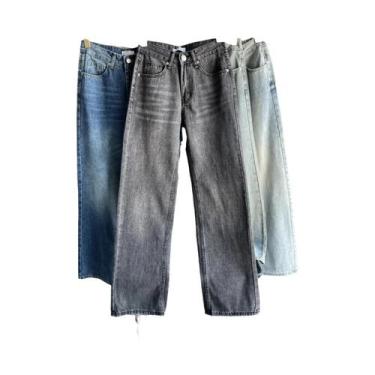 Imagem de Calça Jeans Feminina Y2K Clássica Reta De Cintura Alta Lavada Outono I