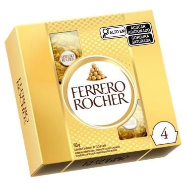 Imagem de Bombom Ferrero Rocher Avelã 50g 4 Unidades Caixa Premium
