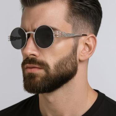 Imagem de Óculos de Sol Masculino Metal Redondo Retrô Vintage Estilo - - anjo da