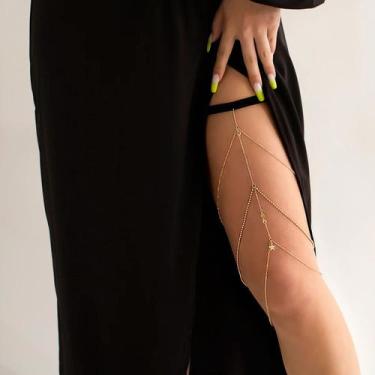 Imagem de Corrente Body Chain Estrela Coxa Strass Delicada Luxo Ponta - - anjo d