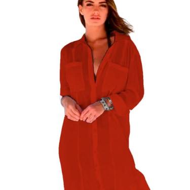 Imagem de Saida de Praia  Vestido Camisão Chemise Moda Verão  - GISELE FREITAS, 