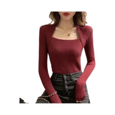 Imagem de Suéter Feminino De Manga Longa, Pullover De Inverno E Outono, Tricô Só
