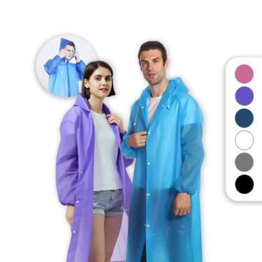 Imagem de Capa De Chuva Reforçada Adulto Eva Impermeável Transparente Resistente