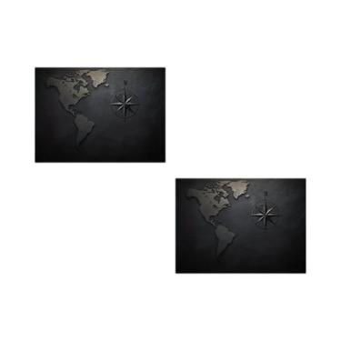 Imagem de Adesivo De Arte Com Padrão De Bússola, Capa Protetora De 2 Peças Para 
