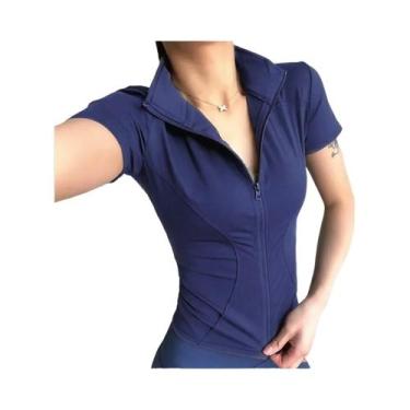 Imagem de Jaqueta Esportiva Feminina Slim Fit Com Zíper E Manga Curta Para Cicli