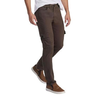 Imagem de Calça Masculina Max Denim de Sarja Cargo Verde Escuro-Masculino