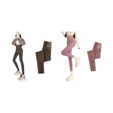 Imagem de Leggings Pretas Femininas De Cintura Alta M-XL, Calças Shark Com Efeit