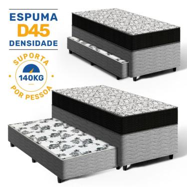 Imagem de Cama Box com Colchão de Espuma D45 Ortopédico Ortobom Airtech 150 + Auxiliar de Espuma Unique Solteiro 88cm