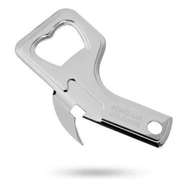 Imagem de Abridor De Lata E Garrafa Em Aço Inox 9cm Portátil Compacto - Congratu