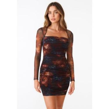 Imagem de Vestido Mini Tule Eco Estampa Flower Preto-Feminino