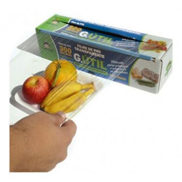 Imagem de Filme PVC Esticável Guarufilme 38CM X 300M para Embalo de Alimentos Refrigerados com Trilho Cortante Transparente