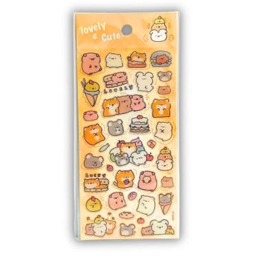 Imagem de Adesivo Decorativo Cristal Animais Fofos Uniso Laranja para Personalizar Cadernos e Agendas com Acabamento Cristal