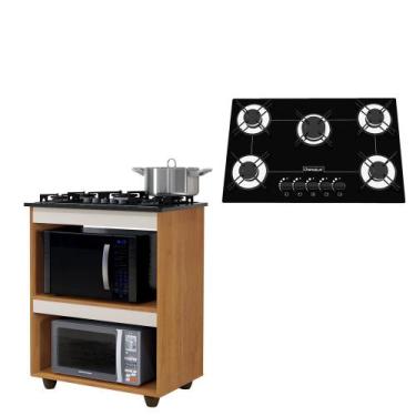 Imagem de Kit Balcão Cooktop Turim com Fogão Cooktop 5 Bocas Chamalux, Natura, O