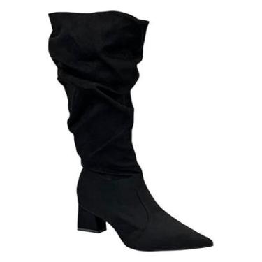 Imagem de Bota Bebecê Slouchy Cano Alto T3842-045 Camurça Preta-Feminino