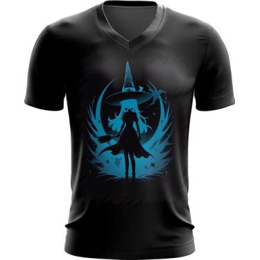 Imagem de Camiseta Gola V Bruxa Halloween Azul Festa 9 - Kasubeck Store, INF 10