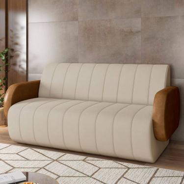 Imagem de Sofá 2 Lugares Sala Living Orgânico 148cm Fávara K01 Couríssimo Whisky Veludo Bege - Ly...