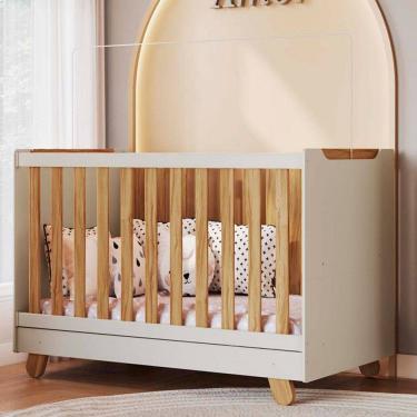Imagem de Berço Zuri Minicama 4 em 1 Americano 100% Mdf Off White/Amêndoa - Móveis Peroba