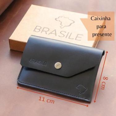Imagem de Carteira Masculina Smart Slim Couro Legítimo Marca BRASILE, Preto
