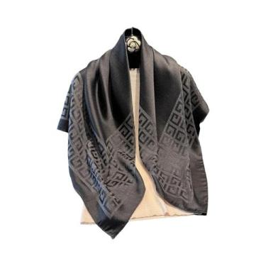 Imagem de Lenço De Chiffon Com Estampa Geométrica Para Mulheres, Faixa De Cabeça