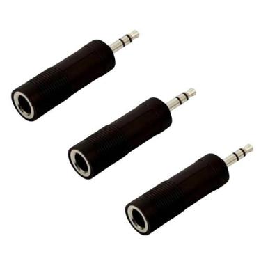 Imagem de Kit 3 Plug Adaptador P10 Fêmea Stereo P/ P2 Macho Stereo ABS - MXT
