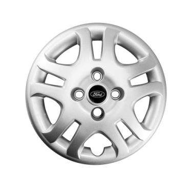 Imagem de Calota Prata Aro 14 Ford Fiesta Sedan Emblema Resinado Preto - GFM
