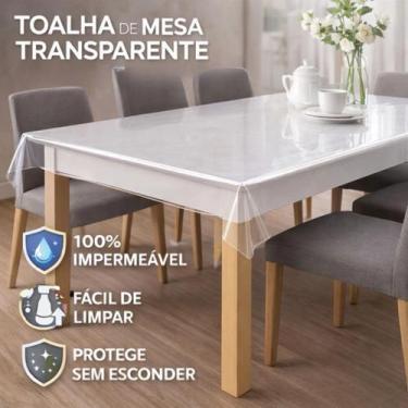 Imagem de Toalha de Mesa Retangular Impermeável Transparente 4 e 6 Cadeiras Forr