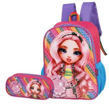 Imagem de Kit Mochila De Costas Menina Escolar E Estojo Rainbow High - LUXCEL, P