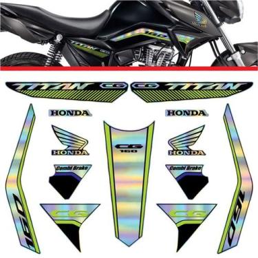Imagem de Kit Carenagem Holográfico Honda CG Titan 160 anos 2023 2024 Amarelo - 