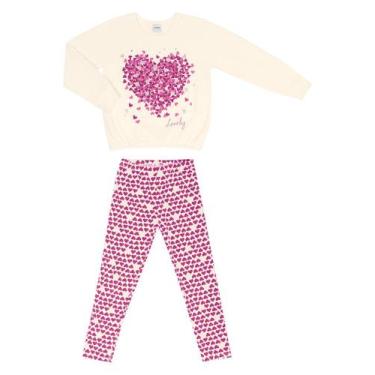 Imagem de Conjunto Infantil Menina Blusão Moletom e Legging Rovitex, Rosa, 8