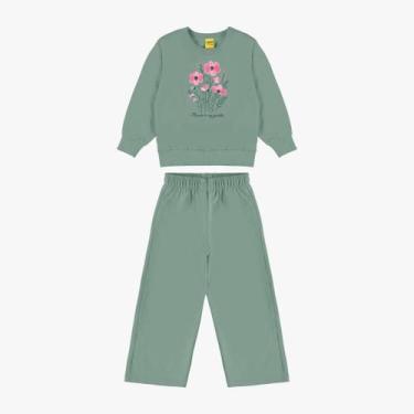 Imagem de Conjunto Infantil Menina Moletom Manga Longa E Calça Wide Leg Rovitex,