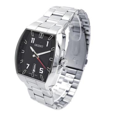 Imagem de Relogio Orient Masculino quadrado preto aço inox antialérgico GBSS1054