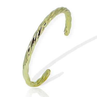 Imagem de Bracelete Feminino Dourado Torcido Grosso Folheado a Ouro - Lojas La&N