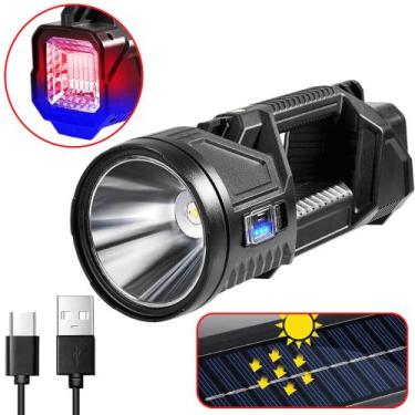 Imagem de Lanterna Holofote 46 LEDs Brilhante Recarregável USB e Solar Função Po