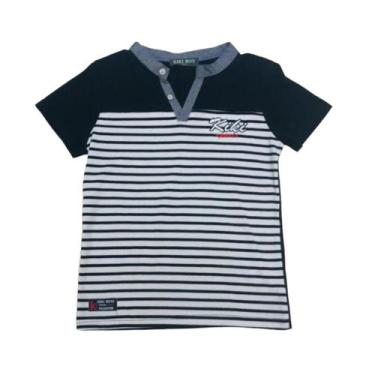 Imagem de Camiseta Infantil Menino Kiki Gola V, Preto, 8