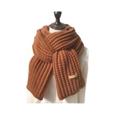 Imagem de Cachecol De Cashmere Grosso E Quente Para Mulheres E Homens, Tricô Tra