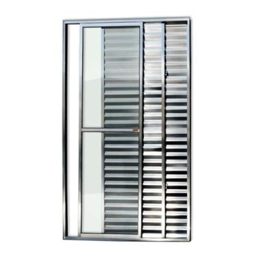 Imagem de Porta de Alumínio Balcão 210x150cm 3 Folhas com Vidro Liso Anodizado B