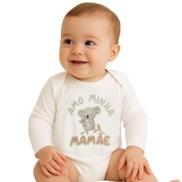 Imagem de Body Manga Longa Infantil Bebê Algodão Estampada Brandili, G, Champanh