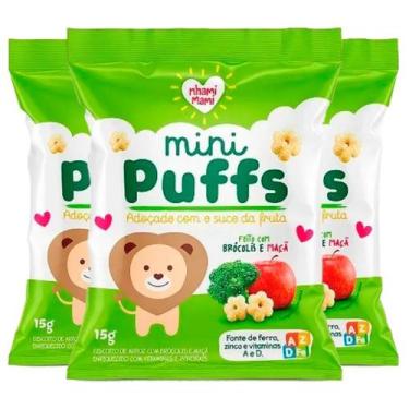 Imagem de Kit Biscoito de Arroz Mini Puffs Brócolis e Maçã Nhami Mami - 3 pacote