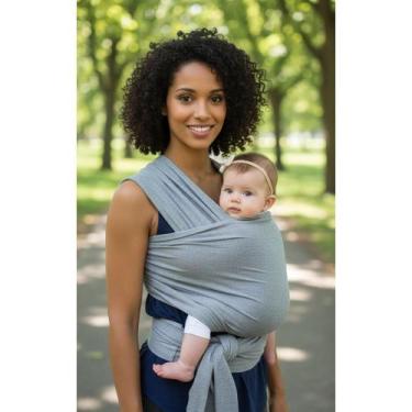 Imagem de Wrap Sling Bebê Conforto 100% Algodão Cinza Mescla - Congratulations S
