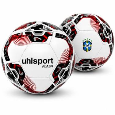 Imagem de Bola de Campo Nº5 Oficial Uhlsport Flash Selo CBF, Branco, Vermelho