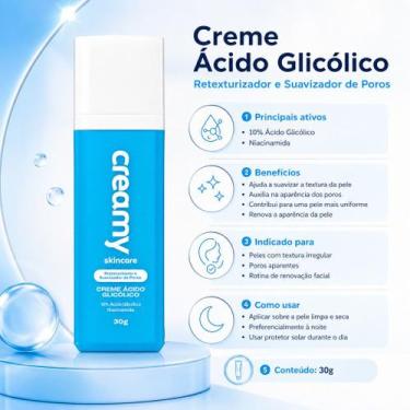 Imagem de Creamy Skincare Ácido Glicólico 30g  Hidratação Intensa e Controle de 