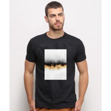 Imagem de Camiseta masculina Preta algodao Abstrato Preto e Dourado moderno
