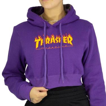 Imagem de Blusa Canguru Thrasher Crop Flame Masculino-Masculino