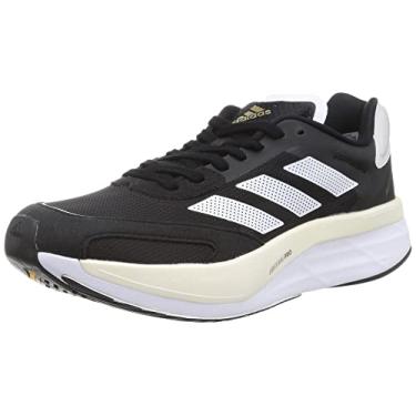 Imagem de adidas Tênis feminino Adizero Boston 10, Preto/branco/dourado metálico, 7