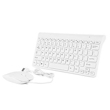 Imagem de Teclado com fio e mouse com teclado numérico, combo de mouse óptico com fio USB ultra fino para PC/laptop/desktop/notebook (branco)