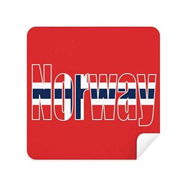 Imagem de Tecido de camurça com nome da bandeira da Noruega, pano de limpeza de tela de telefone, 2 peças